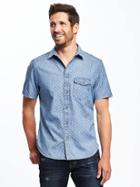 Old Navy Slim Fit Patterned Classic Shirt For Men - Chambray Print