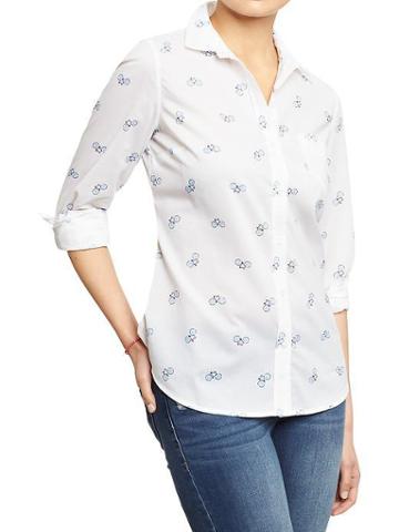Old Navy Old Navy Womens Printed Shirts - White Bikes