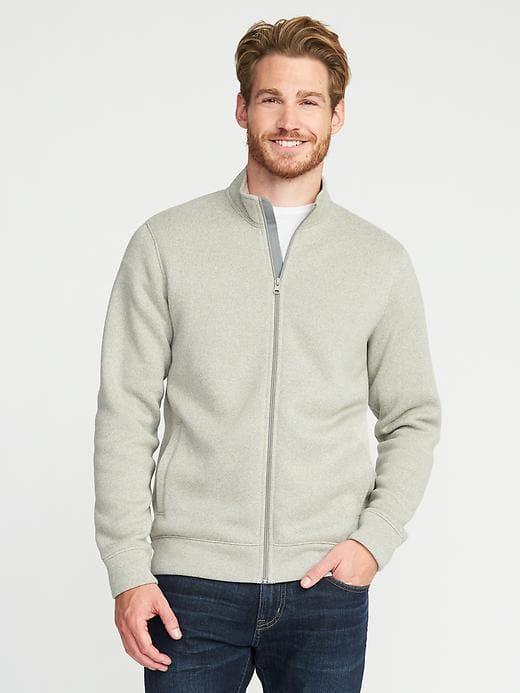 Old Navy Sweater Fleece Zip Front Jacket For Men - Oatmeal Heather