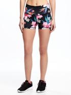 Old Navy Go Dry High Rise Compression Shorts For Women - Multi Floral