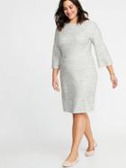Marled-stripe Textured-knit Plus-size Sheath Dress