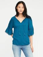 Old Navy Bell Sleeve Swing Top For Women - Very Tealented