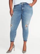 Old Navy Womens Smooth & Slim High-rise Plus-size Released-hem Cropped Rockstar Jeans Medium Wash Size 20