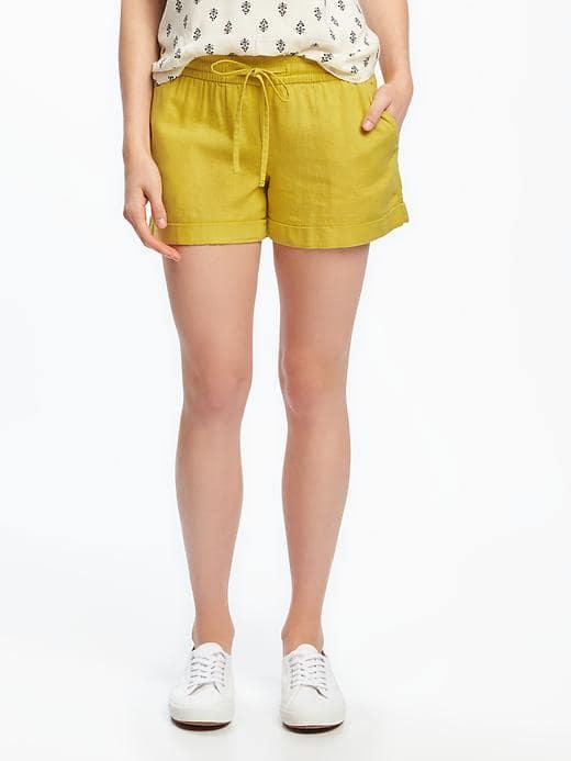 Old Navy Soft Linen Blend Shorts For Women - Sweet Lemon