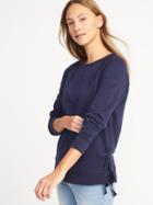 Old Navy Womens Side-lace-up French-terry Sweatshirt For Women Lost At Sea Navy Size L