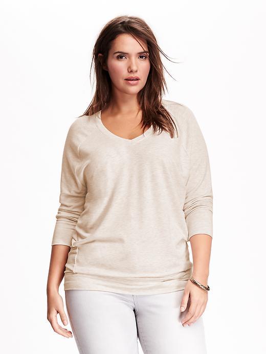 Old Navy 3/4 Sleeve V Neck Knit Top Size 1x Plus - B0285 Oatmeal Hthr