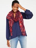 Old Navy Womens Lightweight Printed Scarf For Women Large Red Floral Size One Size