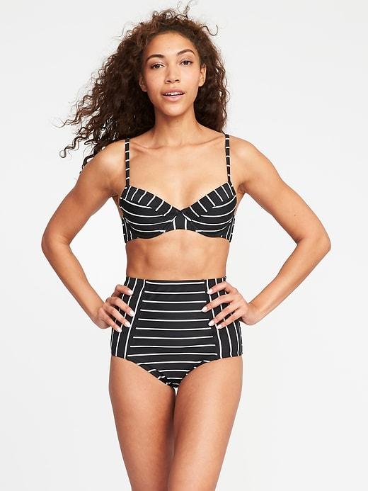 Old Navy Womens Underwire Swim Top For Women Black/white Stripe Size Xs