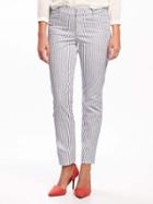 Old Navy Mid Rise Pixie Chinos For Women - Railroad Stripe