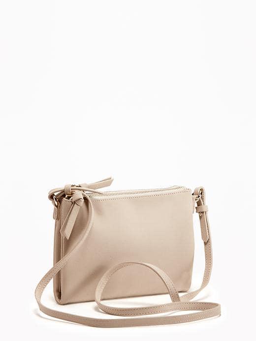 Old Navy Sueded Double Zip Crossbody Bag For Women - Cement