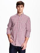 Old Navy Regular Fit Classic Plaid Shirt For Men - Berry Nice