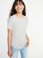 Old Navy Womens Luxe Curved-hem Tee For Women White Stripe Size M