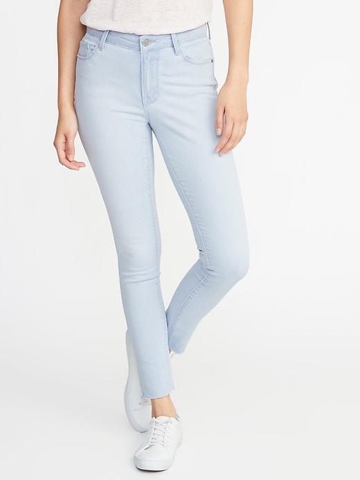 Old Navy Womens Mid-rise Built-in Sculpt Raw-edge Rockstar Jeans For Women Light Wash Size 16