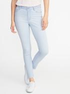 Old Navy Womens Mid-rise Built-in Sculpt Raw-edge Rockstar Jeans For Women Light Wash Size 16