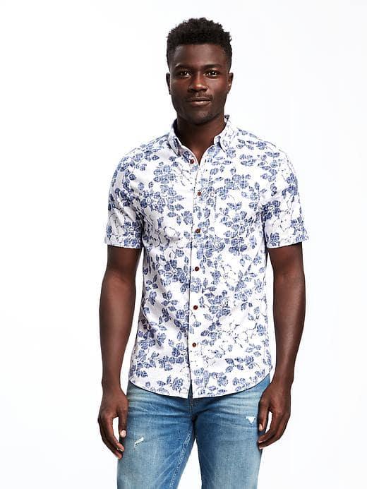 Old Navy Slim Fit Indigo Patterned Shirt For Men - Night Flight