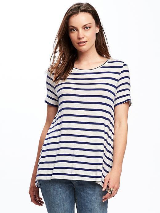 Old Navy Striped Lace Back Swing Tee For Women - Navy Stripe