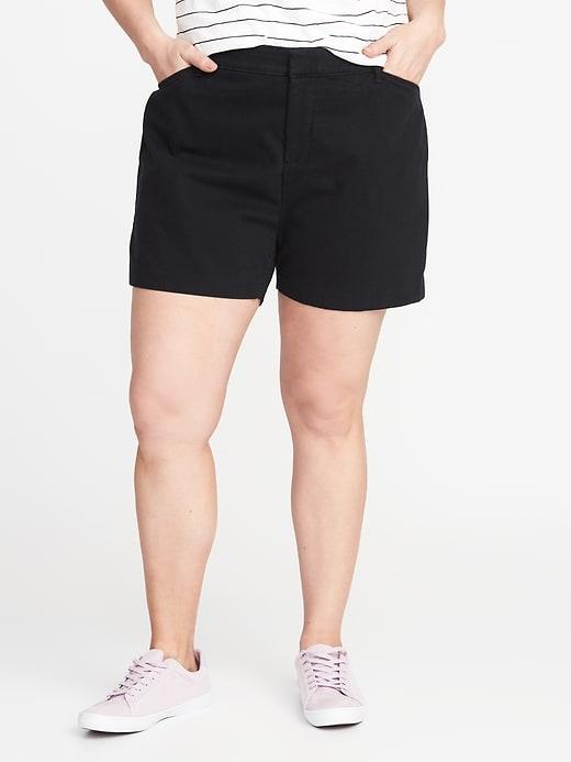 Old Navy Womens Smooth & Slim Plus-size Pixie Chino Shorts (7) Black Size 26