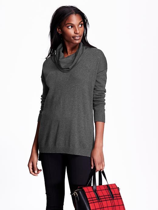 Old Navy Womens Cowl Neck Tunic Sweater Size L Petite - Graphite Heather