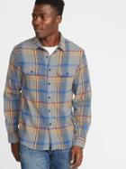 Old Navy Mens Regular-fit Built-in Flex Plaid Flannel Shirt For Men Heather Gray Size M