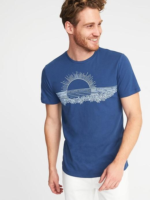 Old Navy Mens Graphic Crew-neck Tee For Men Pacific Size Xs