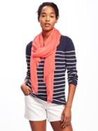 Old Navy Linear Gauze Scarf For Women - Coral Tropics