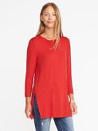 Old Navy Long & Lean Luxe Crew Neck Tunic For Women - Deep Rose