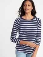 Old Navy Womens Relaxed Rib-knit Raglan-sleeve Tee For Women Navy Stripe Size S