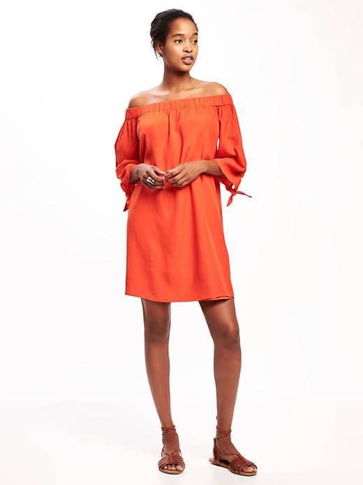 Old Navy Off The Shoulder Shift Dress For Women - Hot Tamale