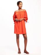 Old Navy Off The Shoulder Shift Dress For Women - Hot Tamale