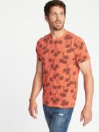 Old Navy Mens Soft-washed Perfect-fit Crew-neck Tee For Men Orange Palm Trees Size L