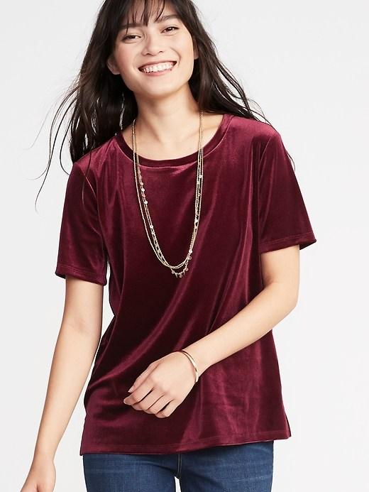 Old Navy Womens Relaxed Velvet Tee For Women Ember Red Size Xxl