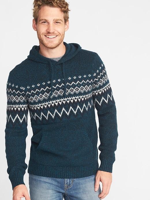 Old Navy Mens Sweater-knit Hoodie For Men Teal Size S