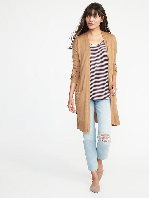 Old Navy Womens Super-long Open-front Cardi For Women Heather Camel Size L