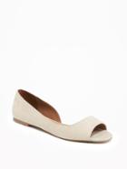 Old Navy Peep Toe Dorsay Flats For Women - Cement