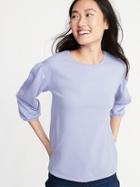 Relaxed Balloon-sleeve French-terry Top For Women