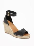 Old Navy Ankle Strap Peep Toe Espadrilles For Women - Black
