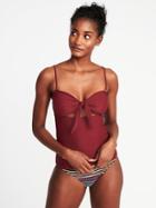 Old Navy Womens Tie-front Tankini Top For Women Golly Gee Garnet Size Xxl