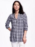 Old Navy 3/4 Sleeve Tunic For Women - Navy Buffalo Check