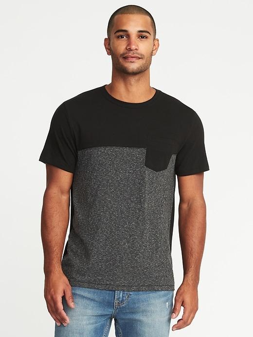 Soft-washed Color-block Pocket Tee For Men