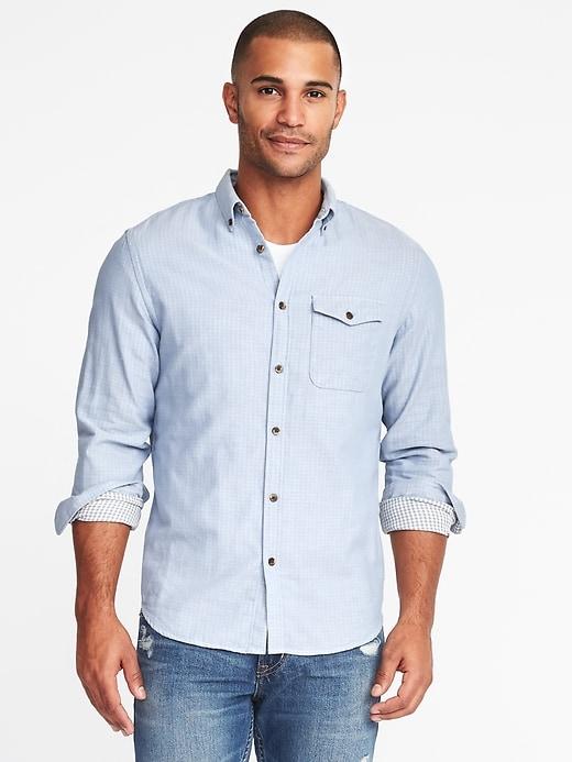 Old Navy Mens Slim-fit Double-weave Shirt For Men Frost At Sea Size Xs