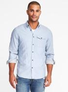 Old Navy Mens Slim-fit Double-weave Shirt For Men Frost At Sea Size Xs