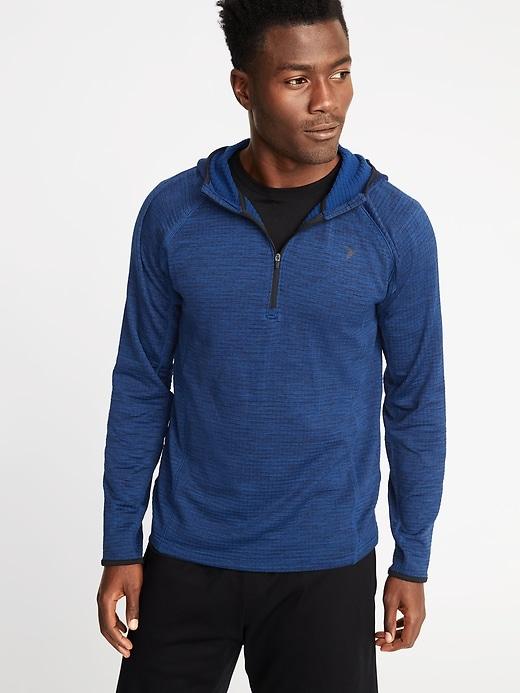 Old Navy Mens Go-warm Textured 1/4-zip Hoodie For Men Blue Heather Size L