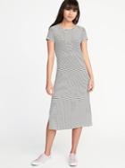 Old Navy Womens Jersey-knit Midi Tee Dress For Women O.n. New Black Stripe Size M
