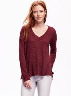 Old Navy Boxy V Neck Sweater Size L Tall - Marion Berry