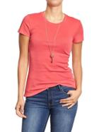 Old Navy Womens Perfect Crew Neck Tees Size L Tall - Apple Guava