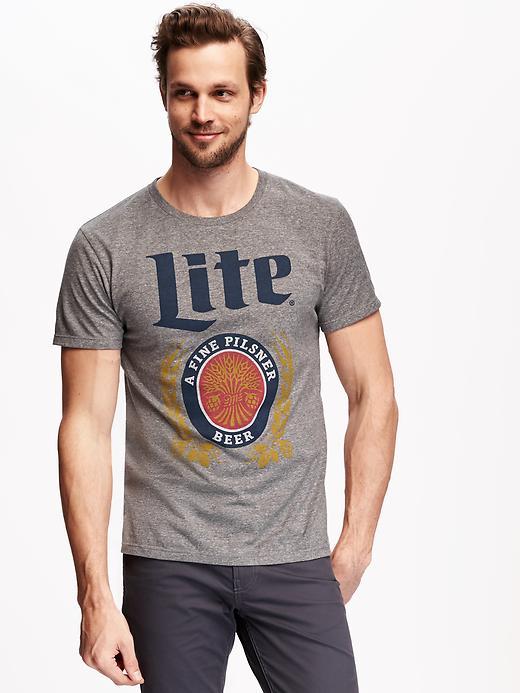Old Navy Miller Lite Graphic Tee For Men - Heather Grey