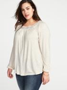 Old Navy Womens Square-neck Slub-knit Plus-size Top Creme De La Creme Size 3x