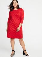 Old Navy Womens Plus-size Ponte-knit Shift Dress Red Dots Size 3x