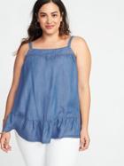Old Navy Womens Tiered Chambray Plus-size Swing Cami Ocean Washed Size 3x