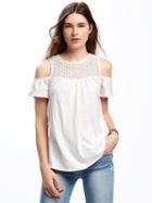 Old Navy Cut Out Shoulder Swing Top For Women - Cream